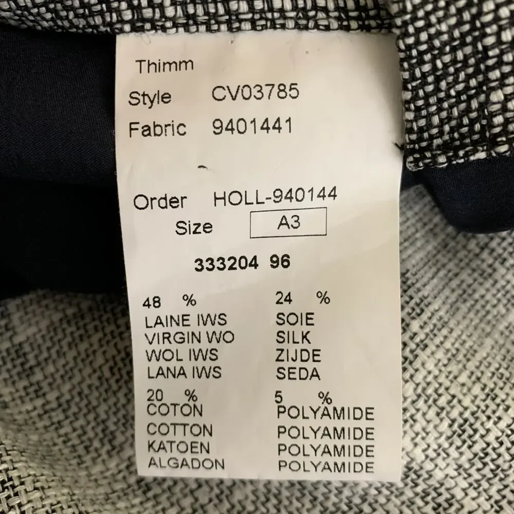 KLEIN EPSTEIN & PARKER Chest Size L Black White & Black Heather Wool Blend Coat